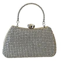 Bolsa Festa Clutch Toda Em Prata Com Strass E Brilho
