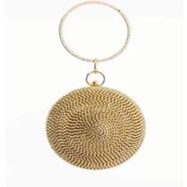Bolsa Festa Formato Bola De Acrílico Com Strass Cor Dourada