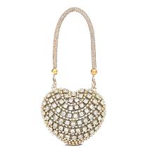 Bolsa Festa Mini Clutch Cor Dourado Com Strass E Alça