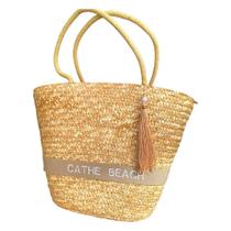 Bolsa Florianópolis com faixa personalizada - Palha de trigo Bolsa Florianópolis com faixa personalizada - Palha de trigo