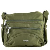 Bolsa Focus Feminina Transversal Média Verde Com Bolsos 1034