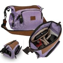 Bolsa Fotografica Tiracolo Acolchoada para Camera Lente Lilás