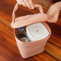 Bolsa Frasqueira Térmica Impermeável Anti Vazamento (Bolsa Marmita) 15 x 20 x15 4,5- Litros (Rosê)