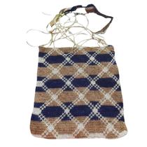 Bolsa Garabatá Arte Campo M Losângulo Areia, Natural e Azul