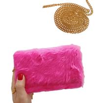 Bolsa Glamour De Festa Balada Casamento Pelúcia Pink