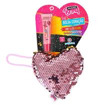 Bolsa glitter coracao com gloss labial - polibrinq