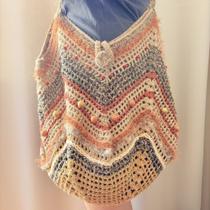 Bolsa Grande Artesanal em Crochê com Fios de Juta e Bolinhas de Madeira