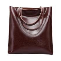 Bolsa Grande De Couro Genuíno Para Mulheres, Bolsa De Ombro Vintage Para Escritório, Tote Feminina