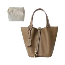Bolsa Grande De Couro Macio Para Mulheres, Tipo Balde, Com Alça De Ombro E Trava Para Viagem