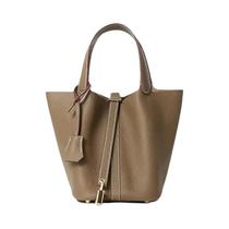 Bolsa Grande De Couro Macio Para Mulheres, Tipo Balde, Com Alça De Ombro E Trava Para Viagem