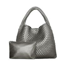 Bolsa Grande De Tecido Trançado Para Mulheres, Bolsa De Ombro Em Couro Macio, Ideal Para Trabalho,