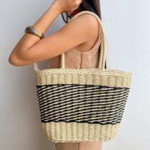 Bolsa Grande em Preto e Palha Clara - Ideal para o Dia a Dia e Trabalho Bolsa Grande em Preto e Palha Clara - Ideal para o Dia a Dia e Trabalho