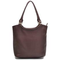 Bolsa Grande Feminina Couro Legítimo Alça de Ombro Sacola Fechamento Zíper Cor Marrom Bolsa Grande Feminina Couro Legítimo Alça de Ombro Sacola Fechamento Zíper Cor Marrom