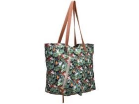 Bolsa Grande Feminina + Necessaire Tecido Impermeável Alça de Ombro Sacola Praia Fechamento Zíper Cor Multi Flores Bolsa Grande Feminina + Necessaire Tecido Impermeável Alça de Ombro Sacola Praia Fechamento Zíper Cor Multi Flores
