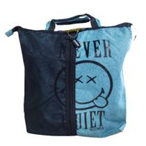 Bolsa Grande Passeio Escola Smiley Azul Claro