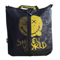 Bolsa Grande Passeio Escola Smiley Preto