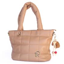 Bolsa Grande Puffer Feminina Marrom Túlio Rossato Moderna