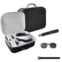 Bolsa Hard Case Estojo De Viagem e Proteção Para PlayStation VR2 PSVR2 Protetor Para Lentes Tira Elástica Preta