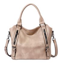 Bolsa Hobo CLUCI, de material vegano, grande para mulheres, marrom, cinza