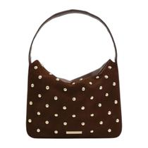 Bolsa Hobo Grande Marrom Tachas Camurça Couro Loucos e Santos LBGF00146001