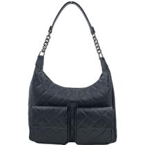 Bolsa Hobo Grande Scamboo Couro Preta 2025 - Preto Tamanho U
