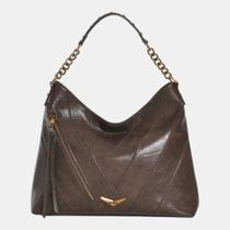 Bolsa Hobo Via Marte Grande Marrom Escuro
