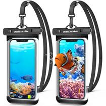 Bolsa impermeável para telefone UnbreakCable IPX8 7", pacote com 2 unidades, preta