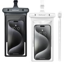 Bolsa impermeável para telefone Wellhouse 8" IPX8, pacote com 2 unidades, preta e branca