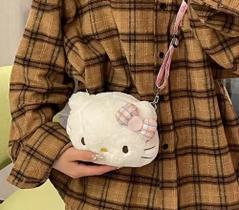 Bolsa Infantil de Ombro Hello Kitty Pelúcia Cat Kawaii Pronta Entrega
