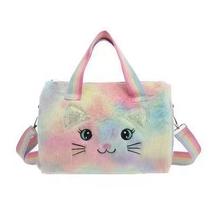 Bolsa Infantil de Pelúcia Feminina Gatinho Rosa e Colorida com Alça Ombro Meninas Cor:Amarelo Colorido - oem