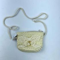 Bolsa Infantil Feminina Mini Bag Em Palha Sintética Transversal De Ombro Com Lacinho
