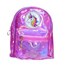 Bolsa Infantil Feminina Mochilinha Unicornio Com Brilho Holográfico Pink