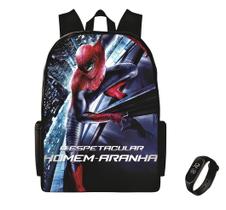 Bolsa Infantil Mais Relogio Digital Led Mochila Escolar Homem aranha Bolsa Infantil Mais Relogio Digital Led Mochila Escolar Homem aranha