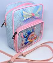 Bolsa infantil Menina Mochila com Bolso com ziper pequena Lilo Stitch Gel Glitter para Escola Creche Tendência Moda Bolsa infantil Menina Mochila com Bolso com ziper pequena Lilo Stitch Gel Glitter para Escola Creche Tendência Moda