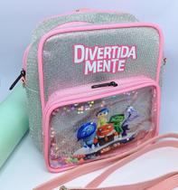 Bolsa Infantil Menina Mochila Personagens Divertidamente 2 filme Bolsinha brilho com Glitter Divertida Mente Alegria Bolsa Infantil Menina Mochila Personagens Divertidamente 2 filme Bolsinha brilho com Glitter Divertida Mente Alegria