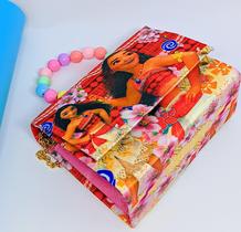 Bolsa Infantil Mini Bag Alça transversal Corrente regulável Princesa Moana o filme Bolsinha de Mão Pérola para Passeio
