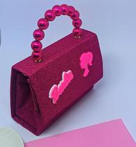 Bolsa Infantil Mini Bag com Glitter Alça Pérolas Transversal Corrente Princesa Barbie moda Blogueira Tendência 2023