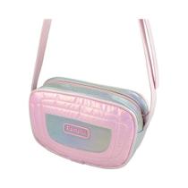 Bolsa Infantil Pampili Tiracolo em Matelassê na cor Prata/Rosa