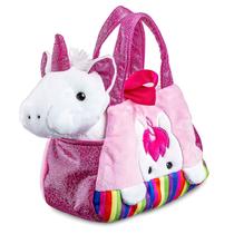Bolsa Infantil Pelúcia Cutie Handbags Unicórnio Rosa Para Guardar Acessórios E Brinquedos