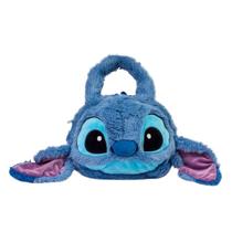 Bolsa Infantil Pelúcia Stitch Cabeça Formato 3D Alça Licenciada Original Passeio Shopping Menina
