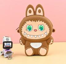 Bolsa infantil Silicone para Crianças Personagem fofo Labubu com alça ziper Porta Moedas Bolsinha acessórios Bolsa infantil Silicone para Crianças Personagem fofo Labubu com alça ziper Porta Moedas Bolsinha acessórios