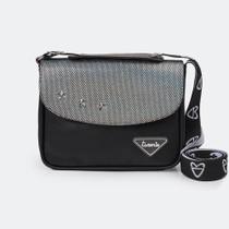 Bolsa Infantil Tweenie Preta e Holográfico Prata 580.159