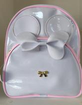 Bolsa infantil verniz, branco/rosa