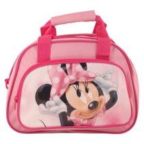 Bolsa Infantil Viagem Com Bolso Na Frente Minnie Laço Rosa