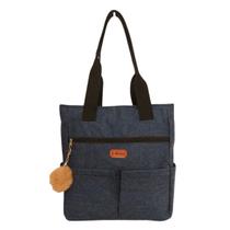 Bolsa Jeans feminina grande quadrada Sacola Tote Alça Ombro lateral lado Moda Casual diversos bolsos fecho em zíper