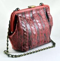 Bolsa Jennifer em Python com Alça Corrente e Forro de Cetim