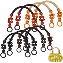 Bolsa Jucoan de 8 peças com miçangas de madeira com alças de corda de nylon de 47 cm