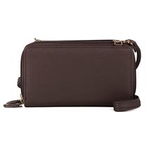 Bolsa Julia Buxton Pebble RFID com zíper duplo, organizadora marrom Bolsa Julia Buxton Pebble RFID com zíper duplo, organizadora marrom