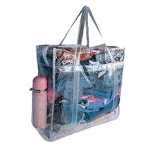 Bolsa Jumbo Transparente Sacola PVC Grande Presídio Alça Dupla Bolso Lateral