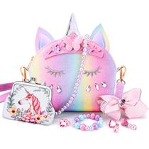 Bolsa JYPS Crown Unicorn para meninas com conjunto de joias, 7 unidades